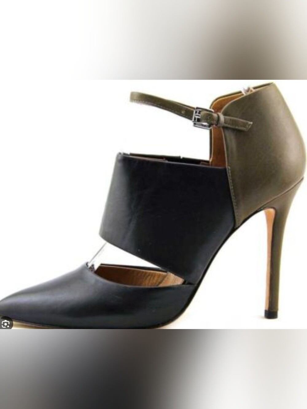 Coach| Heart Sandal Heels Black & Olive Green Leather Elegant Evening Classy 7